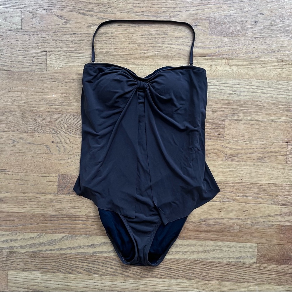 Anne Klein One-Piece Swimsuit – Brown, Size 12 (Strapless or Halter)